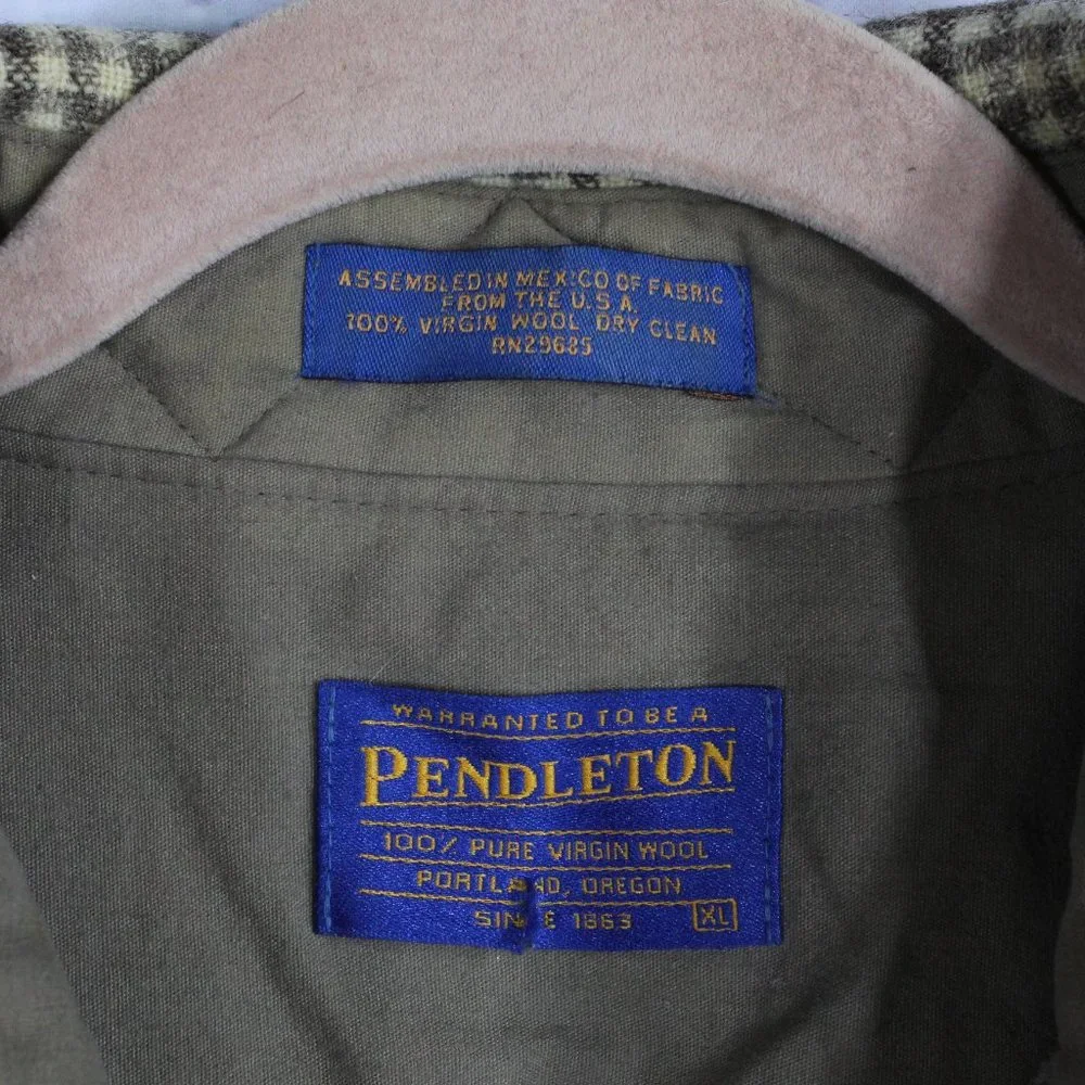 Vintage! Pendleton Wool Elbow Patch Flannel Button-Down Shirt Size XL - Picture 4 of 9